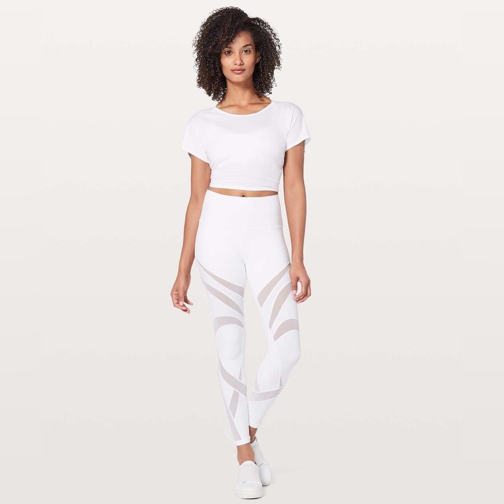 Lululemon Wunder Under Hi-Rise Tight *Mesh 28" in White Size 8 Luxtreme Yoga